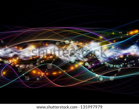 Backdrop of lights, fractal and custom design elements on the subject of network, technology and motion
