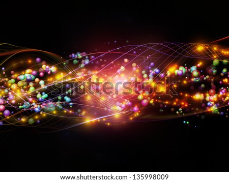 Composition of lights, fractal and custom design elements on the subject of network, technology and motion