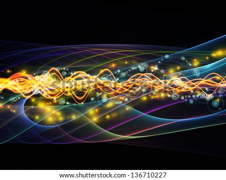Composition of lights, fractal and custom design elements with metaphorical relationship to network, technology and motion