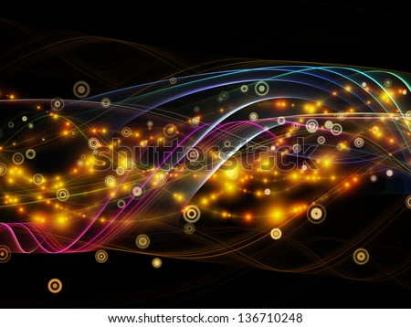 Design composed of lights, fractal and custom design elements as a metaphor on the subject of network, technology and motion