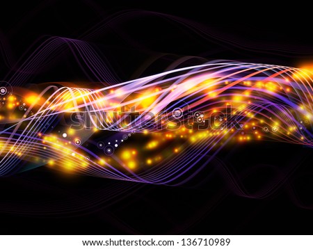 Visually attractive backdrop made of lights, fractal and custom design elements suitable as element for layouts on network, technology and motion