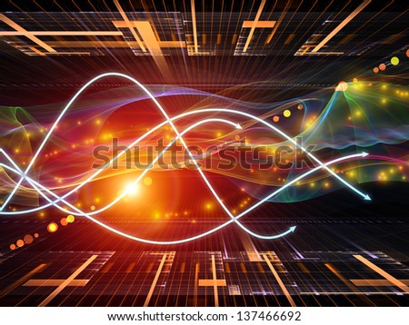 Abstract design made of arrows and directional abstract forms on the subject of science, virtual technologies and telecommunications