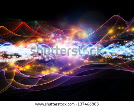 Background design of lights, fractal and custom design elements on the subject of network, technology and motion