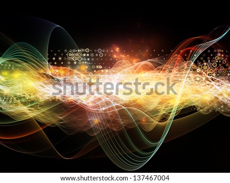 Interplay of lights, fractal and custom design elements on the subject of signals, networking, communication technologies and motion