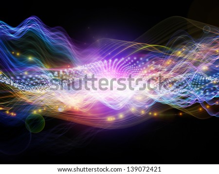 Artistic background made of lights, fractal and custom design elements for use with projects on signals, networking, communication technologies and motion