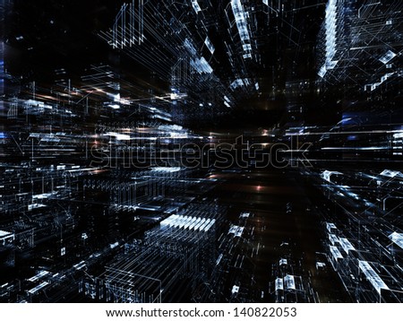 Fractal City series. Composition of  three dimensional fractal structures and lights to serve as a supporting backdrop for projects on technology, communications, education and science