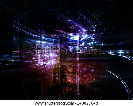 Fractal City series. Composition of three dimensional fractal structures and lights on the subject of technology, communications, education and science