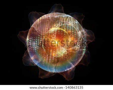 Fractal Sphere Series. Abstract arrangement of spherical and circular fractal elements suitable as background for projects on abstraction, graphic design and modern technology