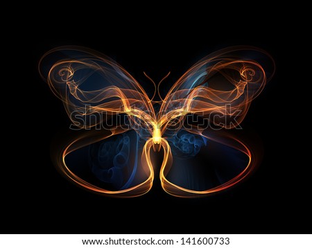 Design element made of fractal butterfly shapes and lights to complement projects related to design, imagination and creativity
