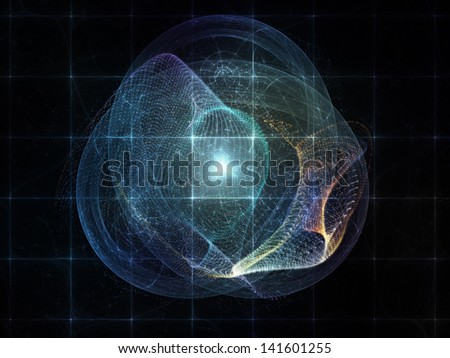 Composition of fractal grids and light particles on the subject of futuristic design, science, technology