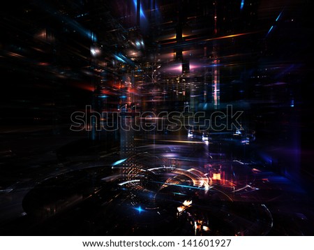 Fractal City series. Background composition of  three dimensional fractal structures and lights to complement your layouts on the subject of technology, communications, education and science
