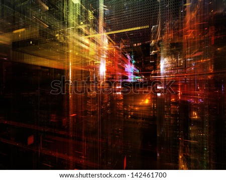 Fractal City series. Composition of three dimensional fractal structures and lights suitable as a backdrop for the projects on technology, communications, education and science