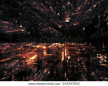 Fractal City series. Backdrop of  three dimensional fractal structures and lights to complement your design on the subject of technology, communications, education and science