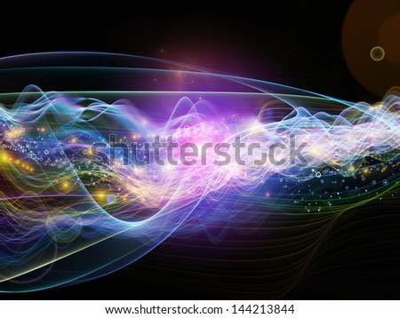 Arrangement of lights, fractal and custom design elements on the subject of signals, networking, communication technologies and motion