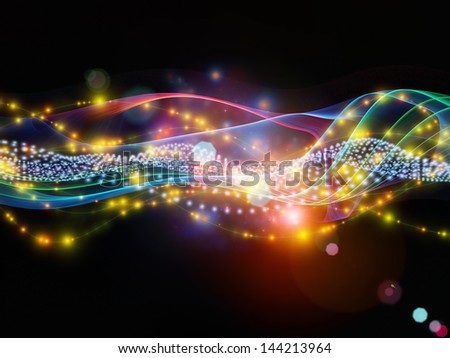 Composition of lights, fractal and custom design elements on the subject of network, technology and motion