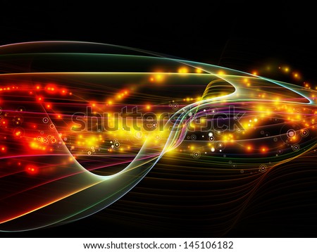 Backdrop composed of lights, fractal and custom design elements and suitable for use in the projects on network, technology and motion