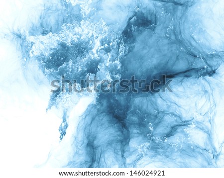 Abstract arrangement of bursting strands of fractal smoke and paint suitable as background for projects on design, science, technology and creativity