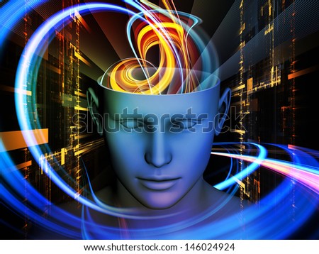 Interplay of cutout of male head and symbolic elements on the subject of human mind consciousness imagination science and creativity Interplay of cutout of male head and symbolic elements on the subject of human mind consciousness imagination science and creativity