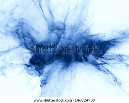 Abstract composition of bursting strands of fractal smoke and paint suitable as element in projects related to design, science, technology and creativity