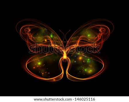 Design element made of fractal butterfly shapes and lights to complement projects related to design, imagination and creativity
