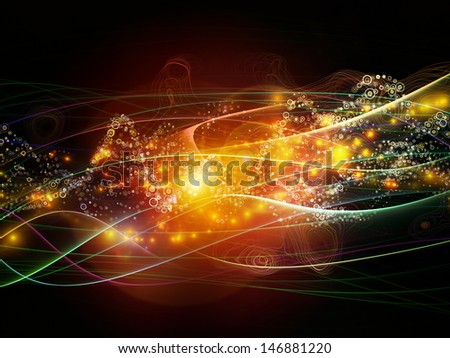 Background design of lights, fractal and custom design elements on the subject of signals, networking, communication technologies and motion