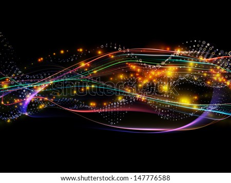 Background composition of  lights, fractal and custom design elements to complement your layouts on the subject of network, technology and motion