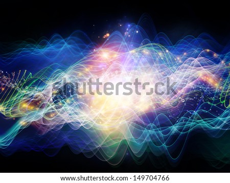 Composition of lights, fractal and custom design elements with metaphorical relationship to signals, networking, communication technologies and motion