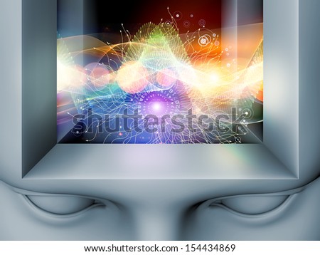 Geometry of Mind series. Background design of human head and fractal elements on the subject of human mind, consciousness, brain, reason, logic and creativity
