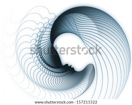 Geometry of Soul series. Creative arrangement of profile lines of human head to act as complimentary graphic for subject of education, science, technology and graphic design