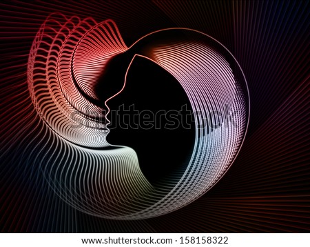 Geometry of Soul series. Graphic composition of profile lines of human head to serve as complimentary design for subject of education, science, technology and graphic design