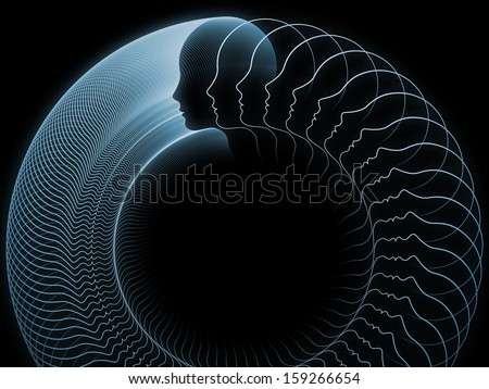 Geometry of Soul series. Interplay of profile lines of human head on the subject of education, science, technology and graphic design