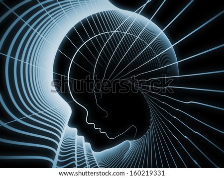 Geometry of Soul series. Abstract design made of profile lines of human head on the subject of education, science, technology and graphic design