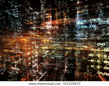 Fractal City series. Background design of three dimensional fractal structures and lights on the subject of technology, communications, education and science