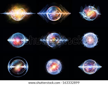 Wave Particle series Arrangement of glowing orbs of wave energy on the subject of science spirituality education and creativity Wave Particle series Arrangement of glowing orbs of wave energy on the subject of science spirituality education and creativity