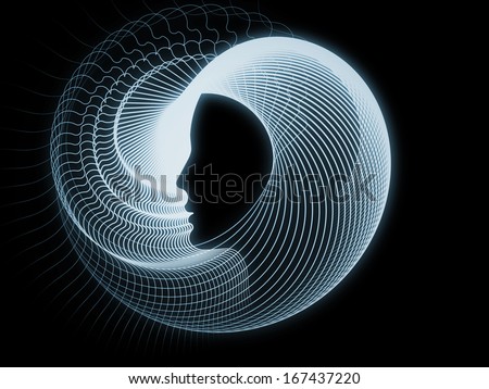 Geometry of Soul series. Background design of profile lines of human head on the subject of education, science, technology and graphic design
