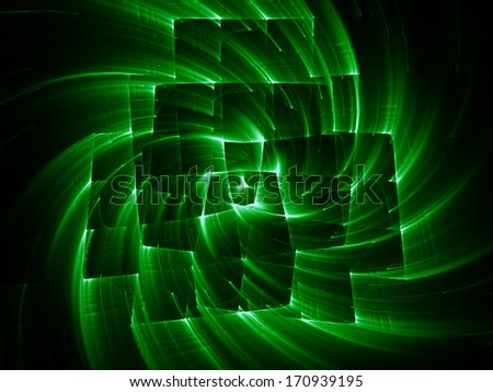 Dynamic Background series. Composition of fractal motion textures with metaphorical relationship to science, technology and design