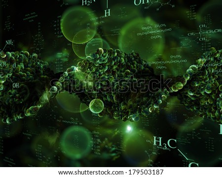 Molecular Dreams series. Composition of conceptual atoms, molecules and fractal elements on the subject of biology, chemistry, technology, science and education