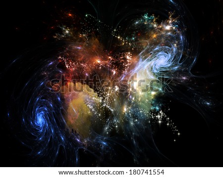 Universe Is Not Enough series. Backdrop design of fractal elements, lights and textures to provide supporting composition for works on fantasy, science, religion and design