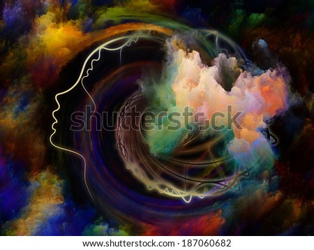 Internal Recurrence series. Interplay of human profile and fractal forms on the subject of inner reality, mental health, imagination, thinking and dreaming