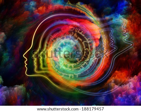 Internal Recurrence series. Arrangement of human profile and fractal forms on the subject of inner reality, poetry, magic, imagination, thinking and dreaming