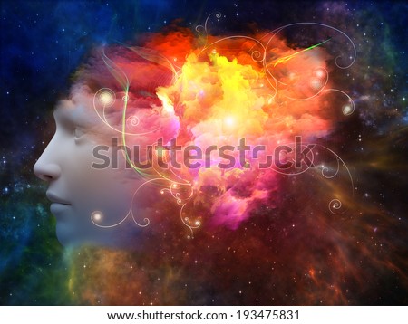 Colorful Mind series. Interplay of human head and fractal colors on the subject of mind, dreams, thinking, consciousness and imagination