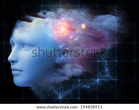 Colorful Mind series. Backdrop composed of human head and fractal colors and suitable for use in the projects on mind, dreams, thinking, consciousness and imagination