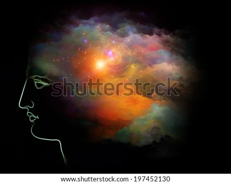 Colorful Mind series. Abstract arrangement of human head and fractal colors suitable as background for projects on mind, dreams, thinking, consciousness and imagination