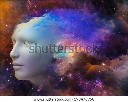 Colorful Mind series. Composition of human head and fractal colors suitable as a backdrop for the projects on mind, dreams, thinking, consciousness and imagination
