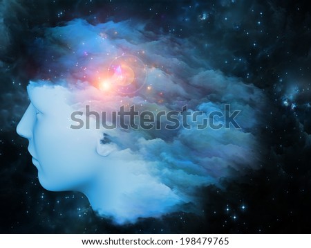 Colorful Mind series. Composition of  human head and fractal colors to serve as a supporting backdrop for projects on mind, dreams, thinking, consciousness and imagination