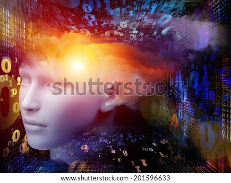 Colorful Mind series. Background composition of  human head, design and fractal elements to complement your layouts on the subject of mind, dreams, thinking, consciousness and imagination