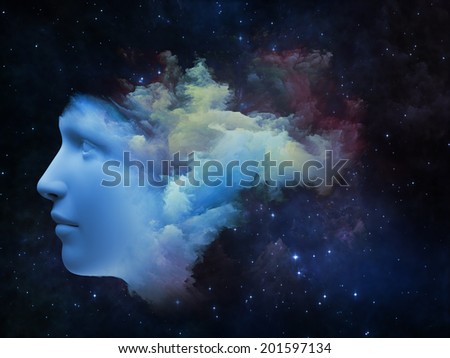 Colorful Mind series. Design made of human head and fractal colors to serve as backdrop for projects related to mind, dreams, thinking, consciousness and imagination