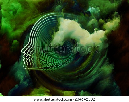 Internal Recurrence series. Abstract design made of human profile and fractal forms on the subject of inner reality, mental health, imagination, thinking and dreaming