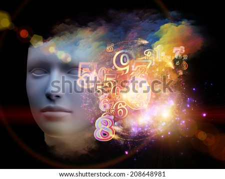 Colorful Mind series. Arrangement of human head and fractal colors on the subject of mind, dreams, thinking, consciousness and imagination