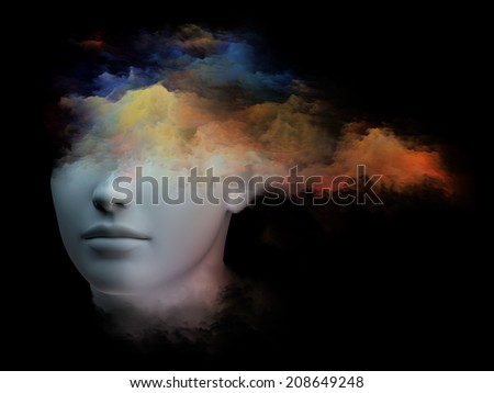 Colorful Mind series. Backdrop of  human head and fractal colors to complement your design on the subject of mind, dreams, thinking, consciousness and imagination